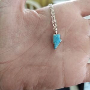 Turqupise Sterling Silver Lightning Bolt Necklace Pendant